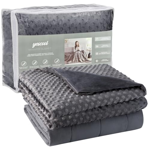 Image of yescool Weighted Blanket for Adults (25 lbs, 60 inch x 80 inch, Charcoal Gray) Cooling Heavy Blanket for Sleeping Perfect for 140-160 lbs, Queen Size Breathable Blanket with Premium Glass Bead