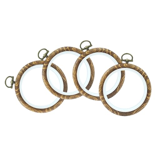 Image of Hordion 4 Pieces 3.2 Inch Embroidery Hoops, Imitated Wood Cross Stitch Hoop Ring Round Embroidery Hoop Frame for Ornaments Art Craft Sewing, ZC24012577