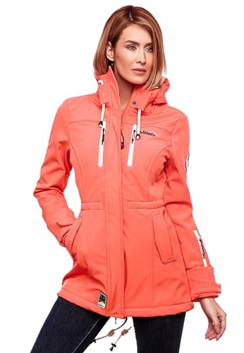 MARIKOO Damen Übergangsjacke Softshellmantel mit Kapuze Zimtzicke Coral...