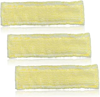 Puedno Microfibre Mop Pads Velcro, Mop Pads Replacement Compatible for Karcher WV2 WV5 Premium(Plus) Window Vacuum Cleaner Accessories (yellow & white)