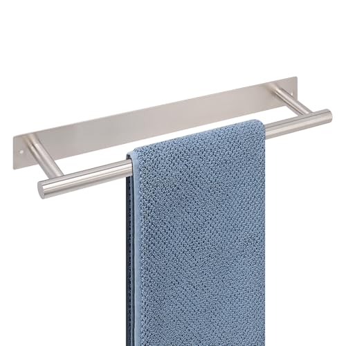 BathAce Bathroom Towel Bar, 16 Inch Round Towel Racks for Bathroom Wall Mounted SUS304 Stainless Steel Towel Hanger for Kitchen, Self-Adhesive or Screw-Mounted Hand Towel Holder (Brushed Nickel)