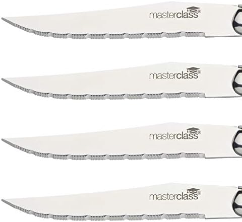 MasterClass Steak Knive Set of 6, Stainless Steel, 1.2 x 1.6 x 23 cm ( 0.5 x 0.6 x 9"), Silver, Black, 11 cm - Image 4
