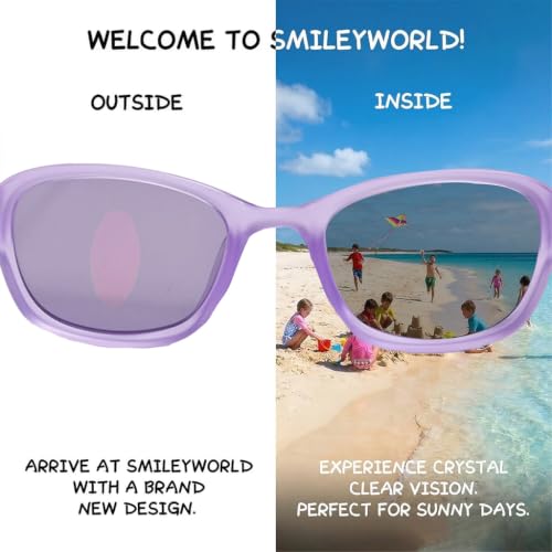 Image of SMILEYWORLD Kids Polarized Sunglasses UV400 Protection for Boys & Girls | TAC Polarized Flexible Smile Face Frame Lightweight & Glare-reducing Design for Beach & Outdoors