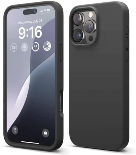 Image of Premium Liquid Silicone Case for iPhone 16 Pro - Slim Full Body Protective Back Cover with Soft Microfiber Lining, Anti-Slip Grip Scratch Resistant Phone Case (Black)