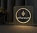 Produktbild LED Lampe aus Holz im Ethereum Logo Design