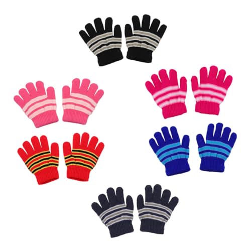 6Pairs Knitted Winter Gloves Full Finger Warm Mittens for Boys and Cost Elastic Easy to Clean for Cold Weather Activities