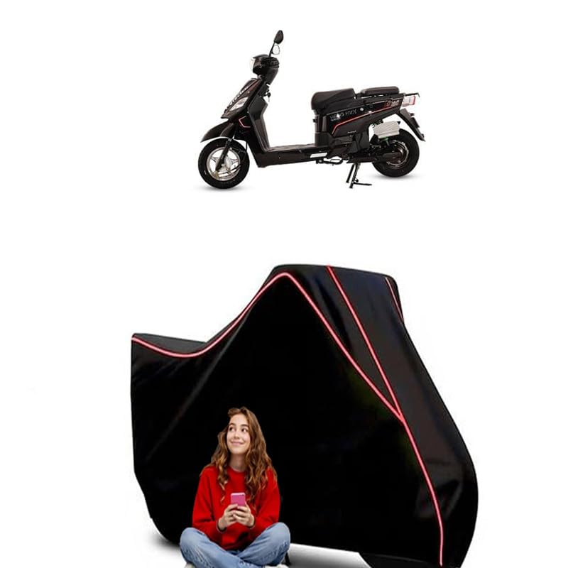 Image of NYX HX Scooty Bike Cover Water Resistant Outdoor Use Universal Fit Scooters Motorcycles Heavy Duty UV Protection Dust Rain Scratch Resistant Elastic Bottom Black Blue Piping