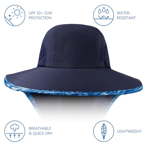 Image of BASSDASH UPF 50+ Unisex Water Resistant Wide Brim Sun Hat with Large Neck Flap Ponytail Fishing Hat for Men Women