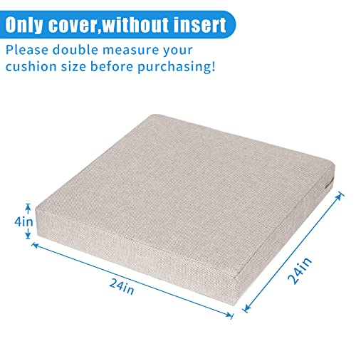 Patio Cushion Covers, 24X24X4 Inches，Patio Cushion Covers Replacement, High Uv Resistant，Water Resistant Outdoor Cushion Covers Patio Cushion Slipcovers (Cream) #TOP1