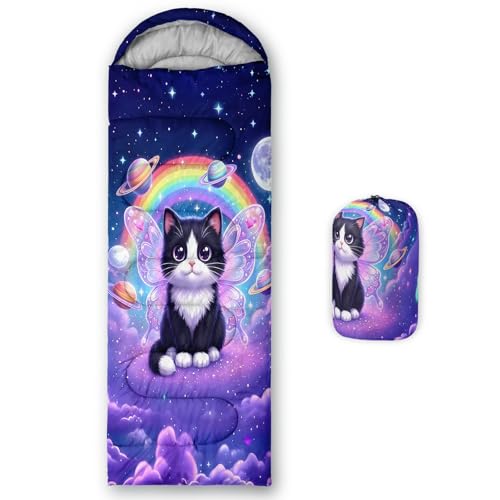 AILONEN Cartoon Black Cat Sleeping Bag,3 Season Warm and Cool