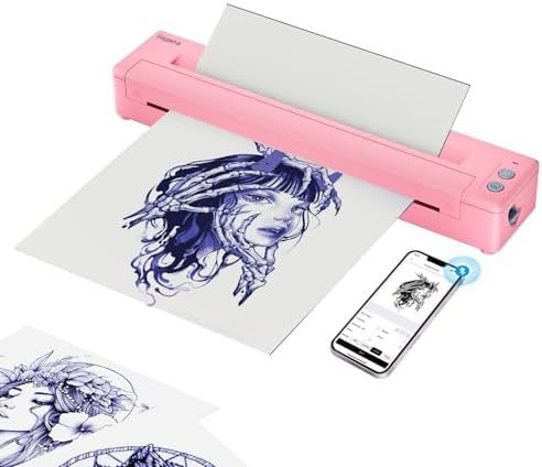 Bagana Tattoo Stencil Printer Machine Wireless Bluetooth Thermal Portable Tattoo Transfer Printer Kit for Tattooing Compatible with iOS and Android