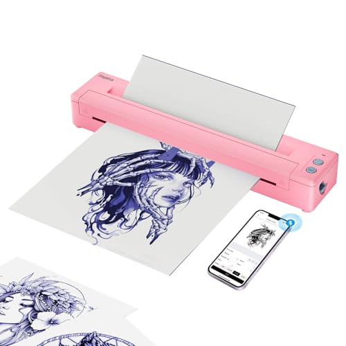 Bagana Tattoo Printer Machine Kit Wireless Bluetooth Thermal Temporary Tattoo Transfer Stencil Printer for Skin Compatible with iOS and Android