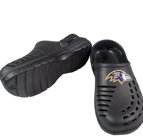 FOCO NFL Unisex-Adult Team Logo Solid Clogs with Heel Strap Comfortable Water Slip on Shoes (Baltimore Ravens, US Footwear Size System, Adult, Men, Numeric Range, Medium, 7, 8)