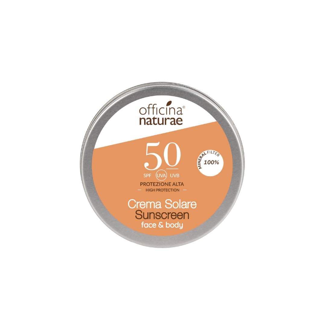 OFFICINA NATURAE - Crema Solare Corpo SPF 50 con Filtri Minerali e Vegetali, Protezione Alta UVA UVB, Estratto di Cassia Alata, Linfa di Vite e Carota Biologica 75ml