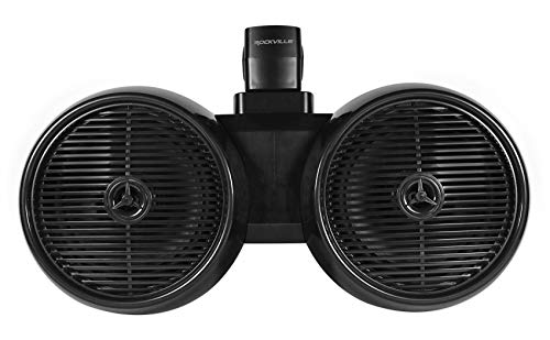 Image of Rockville DWB80B Dual 8 inch 1600W Peak / 800W RMS Marine Wakeboard Tower Speakers, 4 Ohm, ABS Enclosure, Titanium Tweeter, 360 Degree Swivel Mount, Black, for Boats, Jeeps, ATVs & UTVs, 2-Piece
