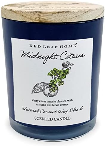 Red Leaf Home | Midnight Citrus Jar Candle | Wooden Lid, Large | Aromatherapy | Botanical Collection | 15oz