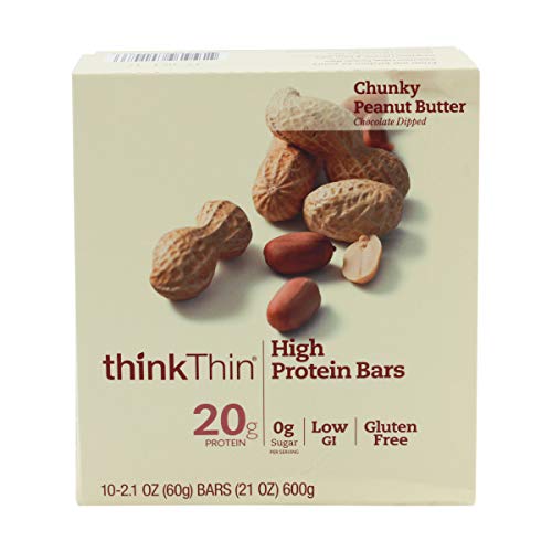 Thinkthin, Bar High Protein Chunky Peanut Butter Box, 2.1 Ounce, 10 Pack #TOP3