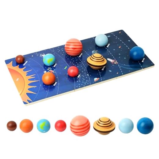 Wooden Solar System Model Board, Montessori Toys Planets Puzzle Science STEM Space Learning for Kids 4-8 with 3D Planets Models, Prechool Educational Gift for Boys Girls