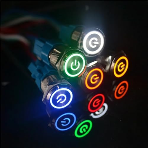 Interruptor de botón de metal impermeable de 16mm con anillo LED rojo y retención mecánica