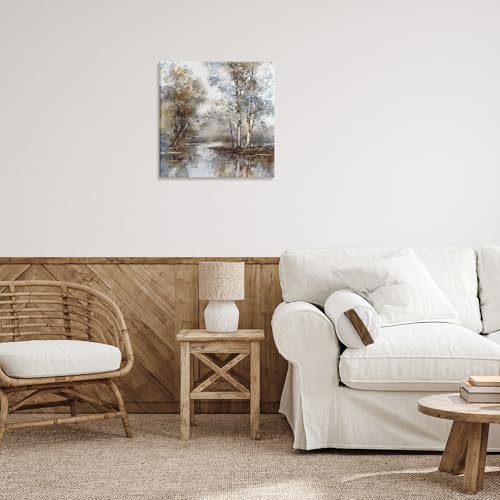Stupell Industries Meandering River Scene Canvas Wall Art, design by T.C. Chiu, 24 x 24 by Stupell Industries - Used condition - Image 2