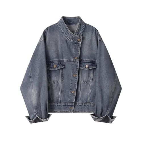 Veste en denim col montant pour en finir avec les hauts serrés