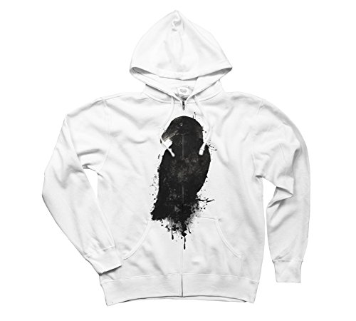 The Raven Women's Large White Graphic Zip Hoodie - Design By Humans