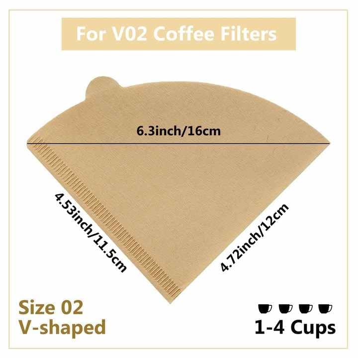Image of LUVINA Coffee Filter, Cone Coffee Filters 2, Pour Over Coffee Filter for v60 Coffee Dripper and Drip Coffee Maker, 1-4 Cup, 100 Count, Disposable Natural Unbleached Size 02 (100, Coffee Filter Paper)