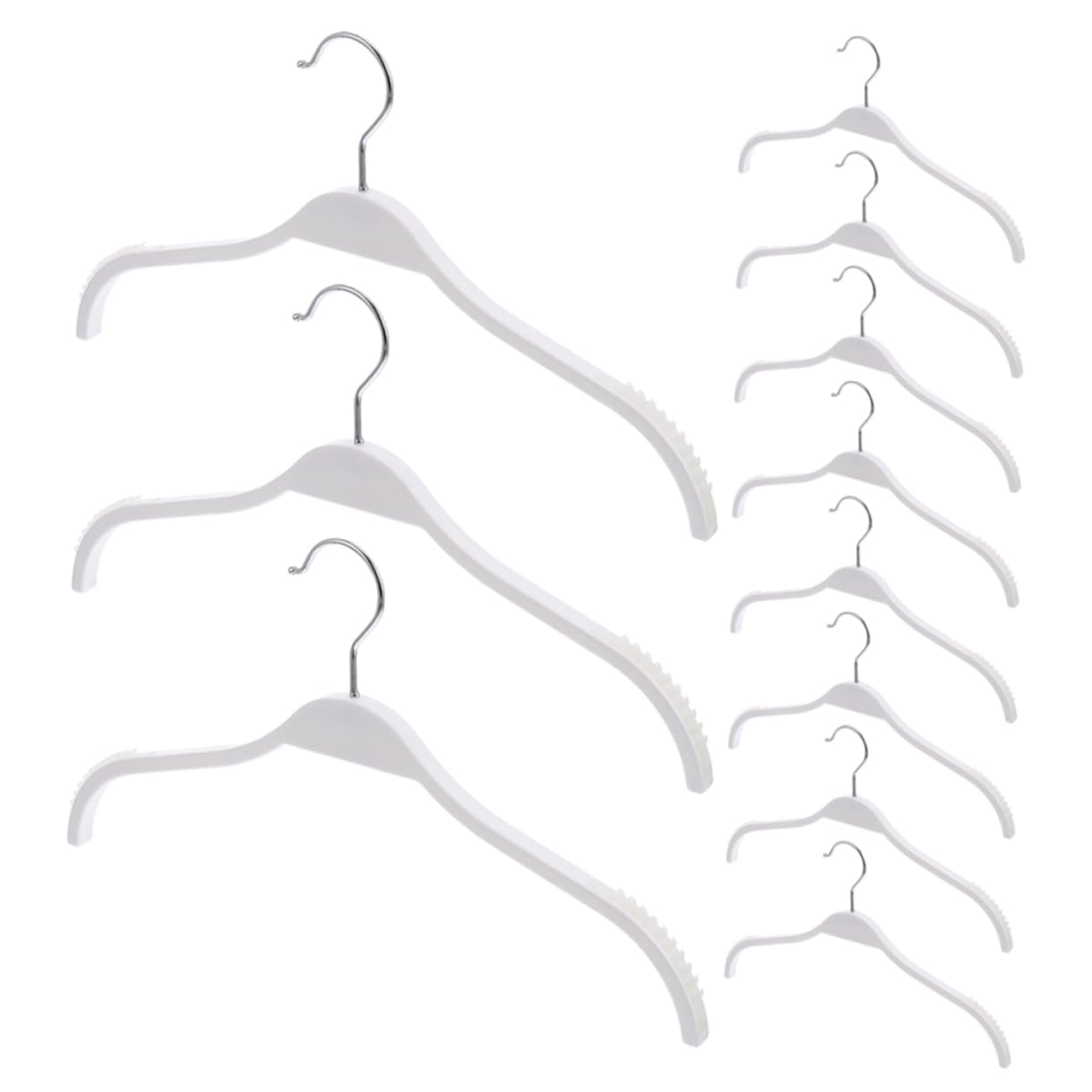 Grucce Antiscivolo senza Segni 12 Pezzi, in Abs e Acciaio Inox, Design Ergonomico per Armadio, Bianco, Salvaspazio e Pratiche