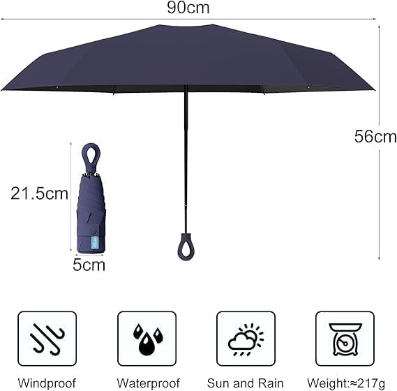 Image of Ozoy umbrella for women,Travel - Mini Folding Compact with Case, 6 Ribs Lightweight Portable Small Sun&Rain Pocket Umbrella for Girls and Women