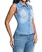 EZAPINE Womens Denim Vest Classic Lapel Button Down Sleeveless Slim Fitted Stretchy Jean Jacket with Pockets
