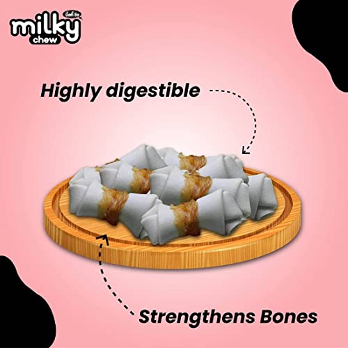 Image of Dogaholic Milky Chew Dog Treats Real Chicken and Milk Protein Rich Dog Snacks Healthy Chewy Dog Treats for Puppies & Adult Dogs Calcium Rich Training Reward Treats (Pack of 3, Chicken Bone Style)
