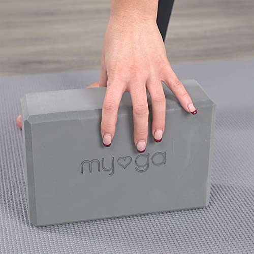 Myga Kit de Inicio de Yoga con Estera – Estera de Yoga 2 Bloques y Correa – 1 tapete de Yoga 2 Ladrillos y cinturón de Metal con Anillo en D para Principiantes en Yoga, Pilates, Fitness Regalo Gris - Imagen 4