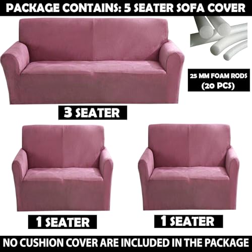 Image of Gifts Island Premium Velvet Sofa Cover 3 Seater and 2 Seater Fully Covered Universal 5 Seater Sofa Cover Non-Slip Sticky Elastic Stretchable Slipcover (Velvet Onion)
