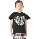 [ever closet] Tシャツ キッズ 子供 女の子 半袖 綿100％ [ ブラック 120 ] ハーフスリーブシャツ 袖フリル 夏服 通園 通学 普段着 子供服 キッズ服 エバークローゼット