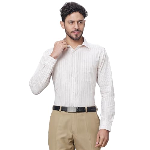 Image of Raymond Men's Slim Fit Pure Cotton Full Sleeve Semi Cutaway Collar Structure Pattern Light Blue Formal Shirt