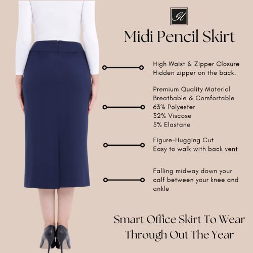 G-Line Pencil Skirt For Women, Dress Midi Skirt, Plus Size Skirts For Women, Plus Size Skirt Below Knee Length Skirts For Women, Pencil Skirt, High Waisted Skirts For Women (Navy) (8) #TOP3