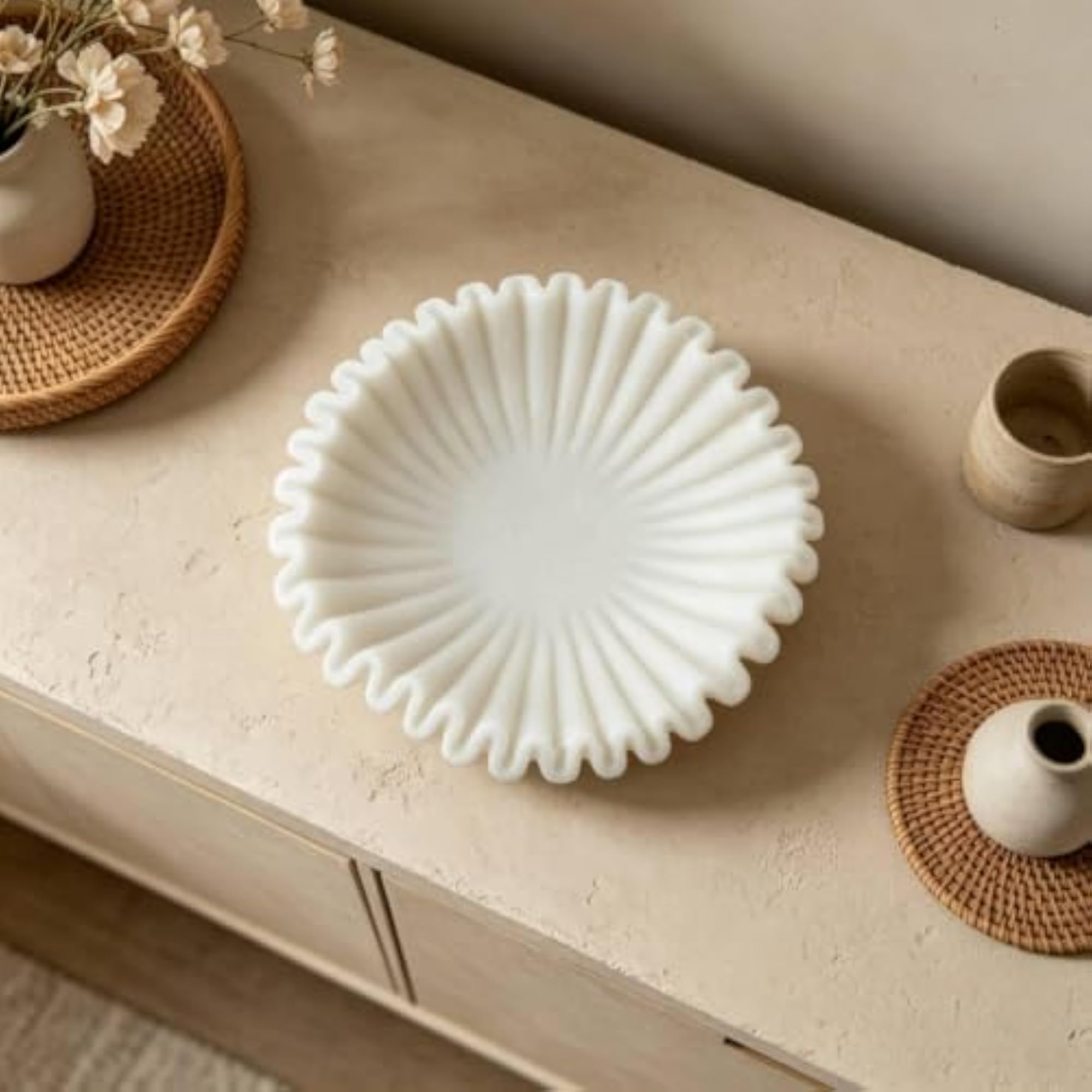 Matte Shell Bowl, Sculptural Tray for Tabletop Display