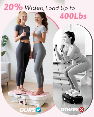 Image of Zoomsnail Vibration Plate Exercise Machine, 8000 Vibrations /min Adjustable Fitness Platform, 400 Lbs Capacity Whole Body Workout Extra Large Size Platform with Bluetooth for Weight Loss, Women & Men