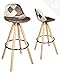 KAYELLES Lot de 2 Tabourets de Bar Cuisine Tissu Patchwork et Bois - Sana (Marron, Similicuir)