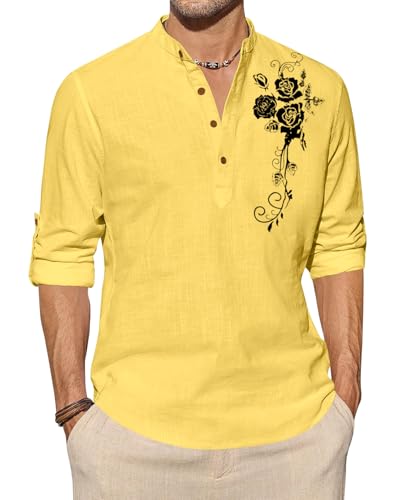 Image of Zombom Men's Cotton Polyester Blend Mandarin Collar Self One Design Printed Full Sleeve Casual Short Kurta