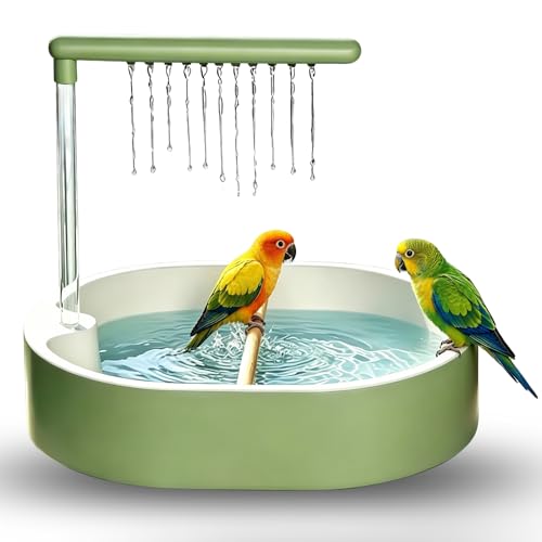 IWTBNOA Vogel Badehaus Badewanne Automatische Haustier-Vogeltränke Wellensittich Badewanne Multifunktionaler Vogeldusche Rutschfester Boden Wasserzirkulation für Wellensittiche und kleine Vögel