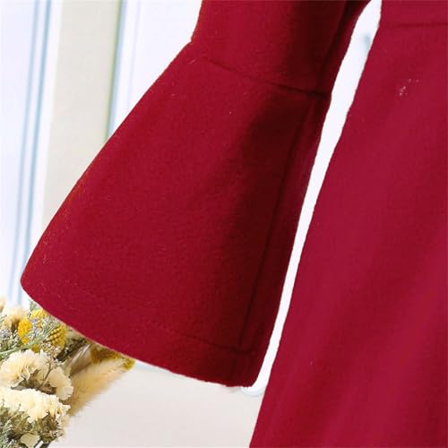 Toddler Girls Long Flare Sleeve Coat Outfits Fleece Collar Solid Color Button Outwear Hat Girl Cute Casual Clothes3