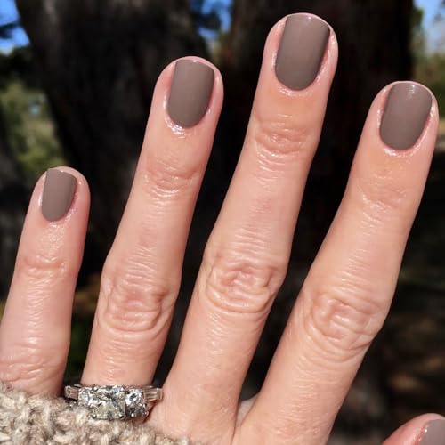 Ceboic 24 Stück Französische Nägel Zum Aufkleben, Einfarbig Braun Press on Nails, Kurz Eckig Full Cover Falsche Nägel, Natürliche Acrylnägel Künstliche Fingernägel zum Aufkleben für Frauen Mädchen