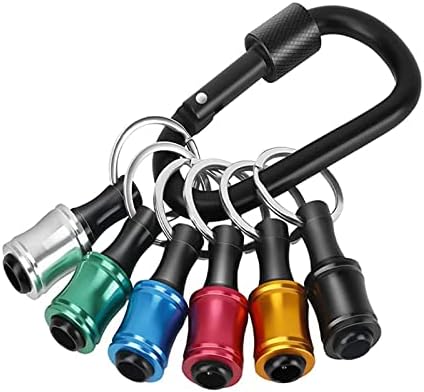 SLIMIC 6pcs 1/4 inch Hex Shank Aluminum Alloy Screwdriver Bits Holder Light-weight Quick-change Upgrade Push to Unlock Extension Bar Keychain Drill Screw Adapter Change Portable