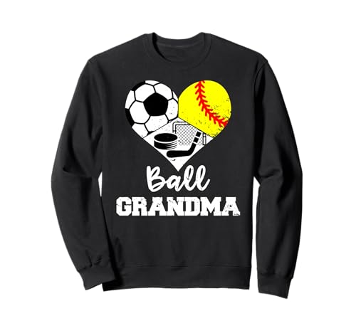 Ball Grandma Heart Funny Soccer Softball Hockey Grandma Sweatshirt