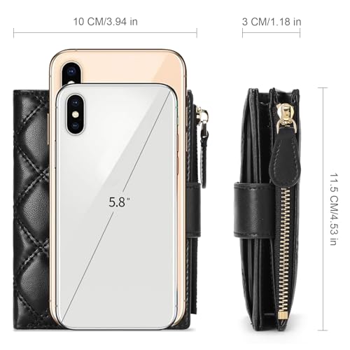 SENDEFN Small Wallet for Woman Leather RFID Blocking Bifold Zipper Pocket Credit Card Holder3