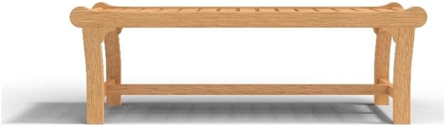 Pemberly Row Premium Teak Outdoor Bench, 2-Person, Hand-Sanded Finish, 52.5 in Depth, Durable Slatted Design, Weather-Resistant Garden Porch Patio Furniture for Luxury Spa or Outdoor Use