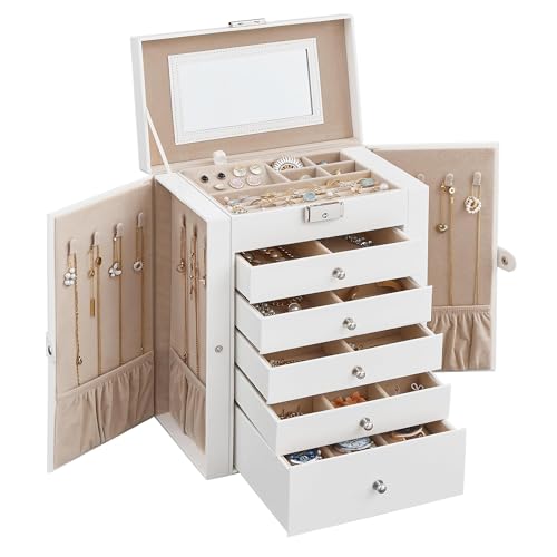 SONGMICS 6-Tier Jewelry Box with Mirror and Lock