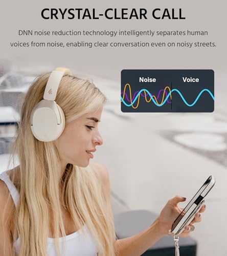 Image of Edifier W830NB Wireless Over Ear Headphones with -45dB Active Noise Cancelling, 94H Playtime, LDAC Hi-Res Sound, Spatial Audio, Fast Charging, Multipoint Connection, Bluetooth V5.4 - Ivory