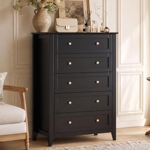 GarveeHome 5 Chest of Drawer Dresser, Black